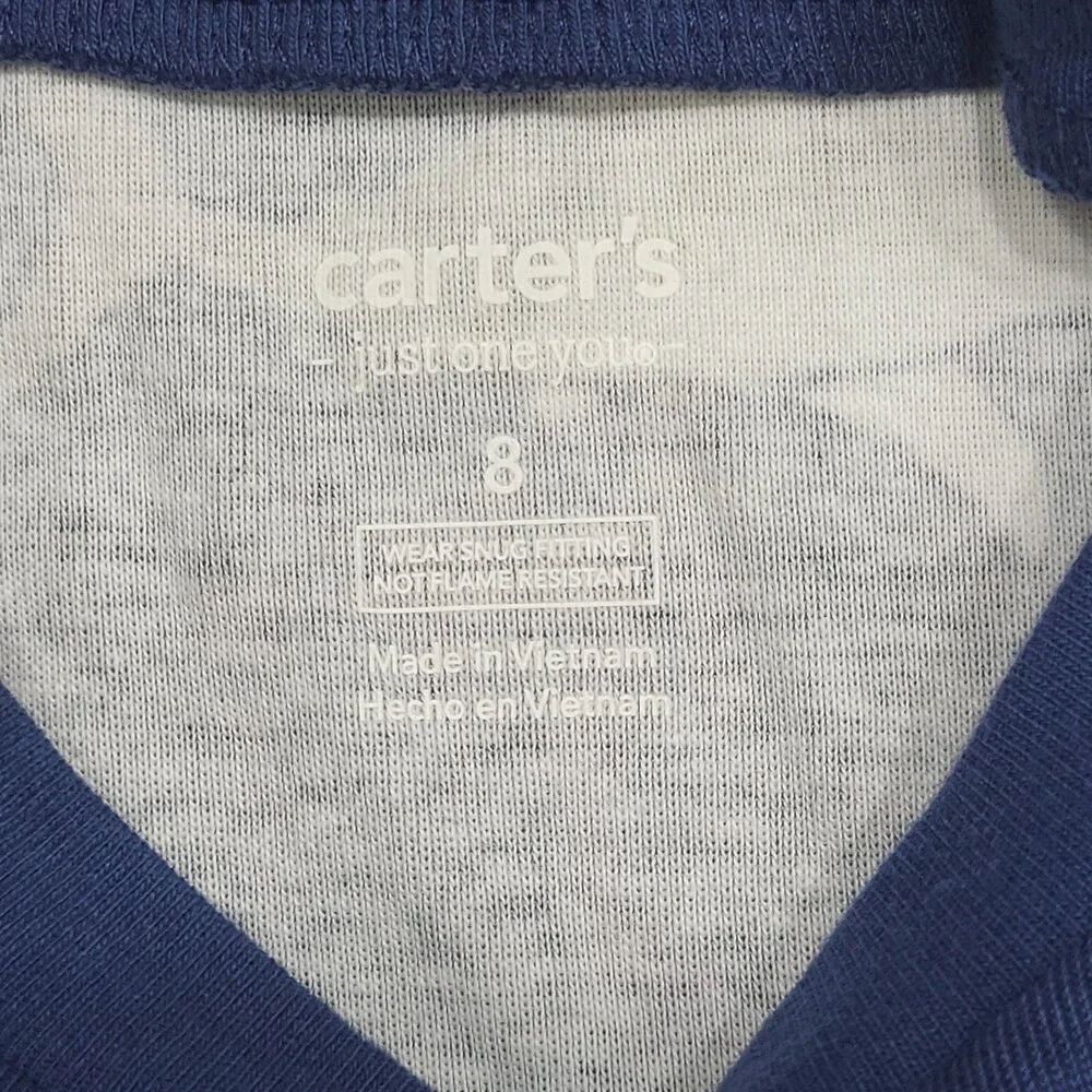 Carter's Just One You Boys' Printed Sharks Pajama Set - Yellow Navy Blue Size 8